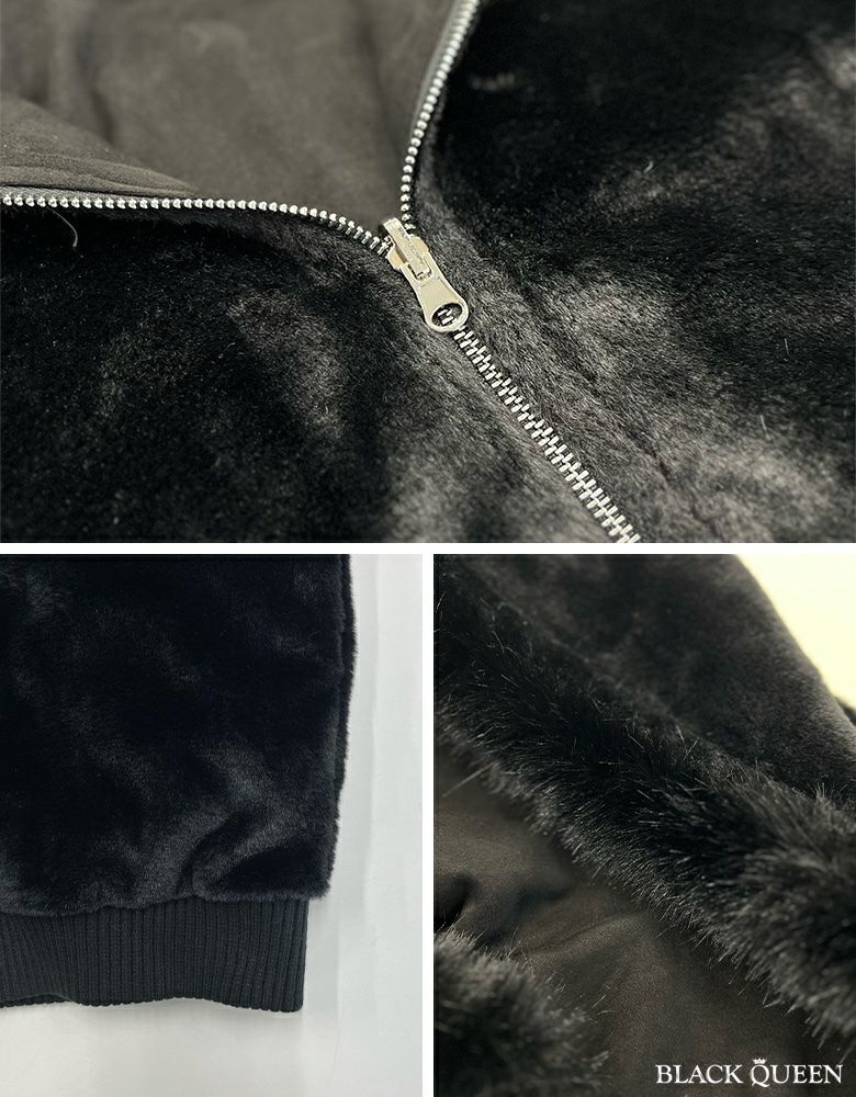 高級♡本革リバーシブル　ファーコート　黒　大きいサイズ48 5L 19号 FREAK'S STORE/ファー襟付き フェイクレザーブルゾン｜Daytona