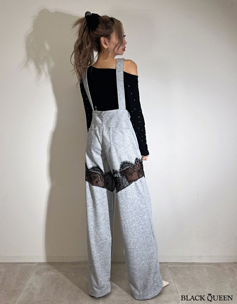 IENA 購入 AVERY ROW 総レース ブラック サロペット 38 レース IENA 購入 AVERY ROW 総レース ブラック サロペット 38 レース
