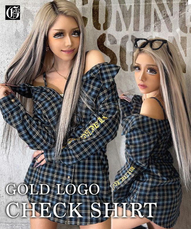 ロゴ入りチェックシャツ