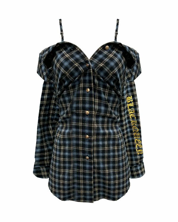 BLACK QUEEN チェックシャツ ロゴ入りチェックシャツ | レディースギャルファッション通販