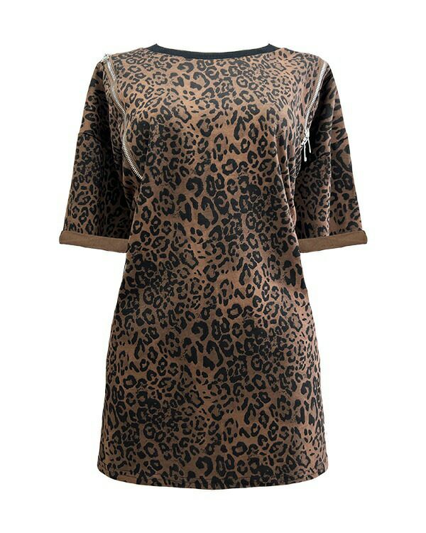 ZIP付きレオパード柄トップス | レディースギャルファッション通販