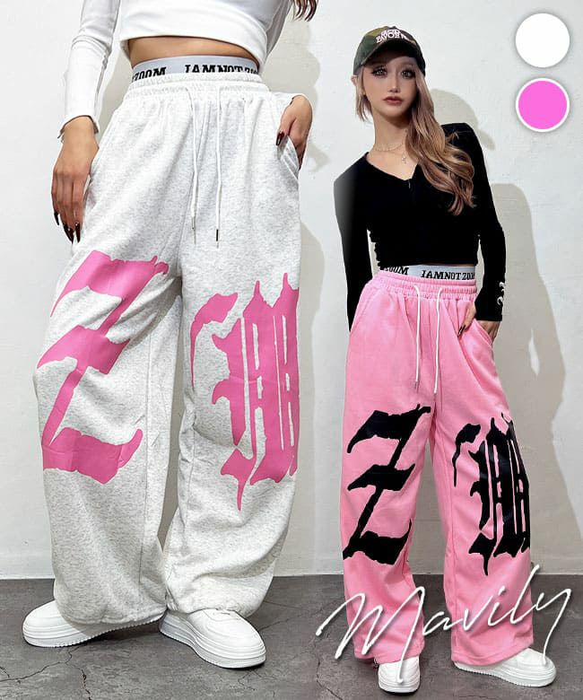 Wウエストロゴスウェットパンツ